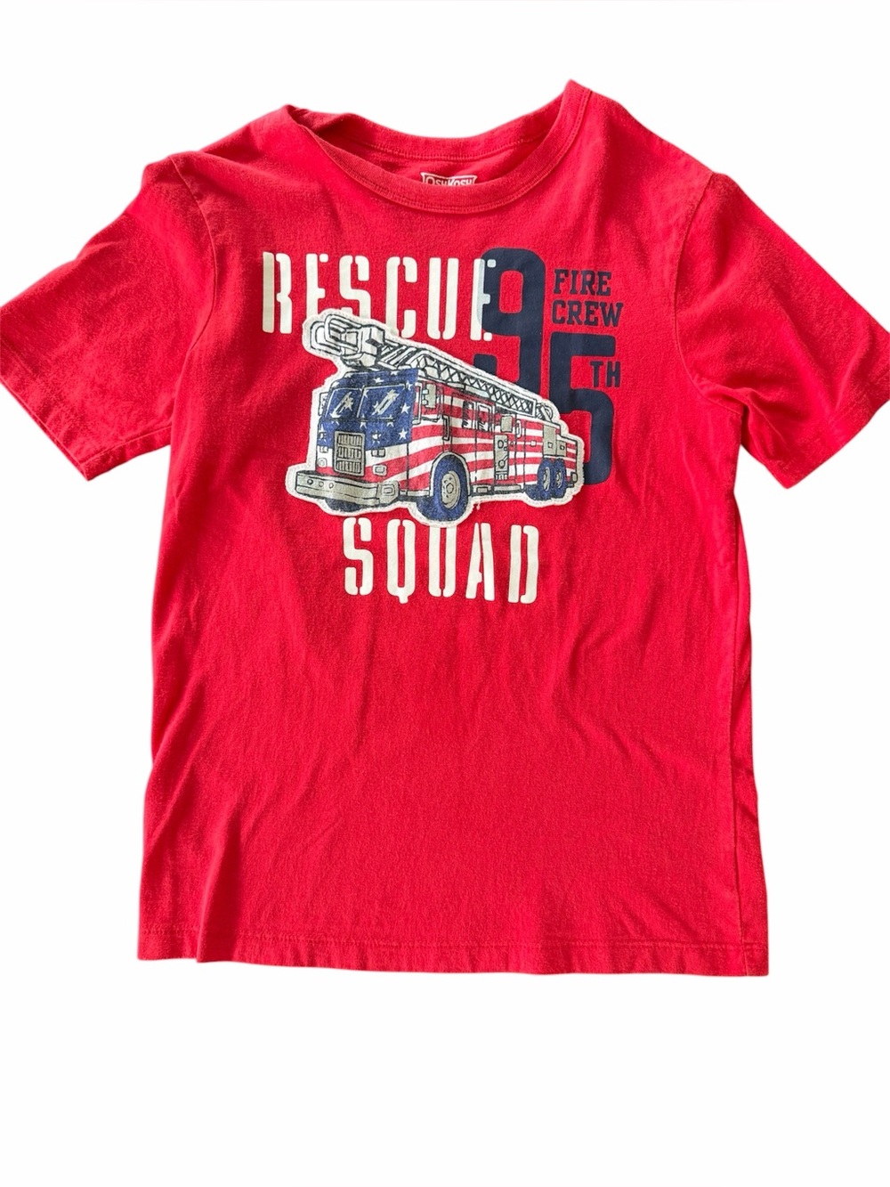 OshKosh B'gosh Red 'Rescue Squad' Fire Truck Tee Kids Boys Size 7